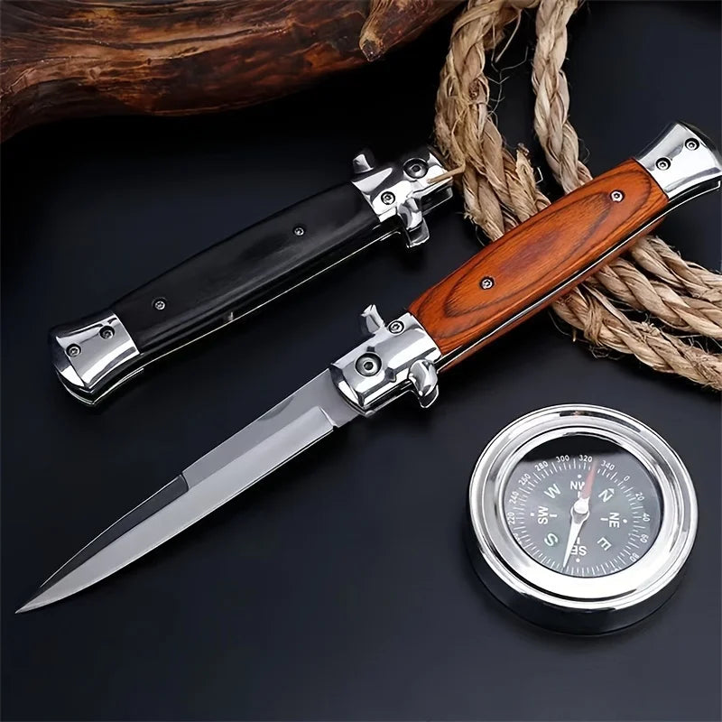 Stainless Steel Folding Knife - Portable EDC Pocket Knife, Sharp Fruit & Steak Knife