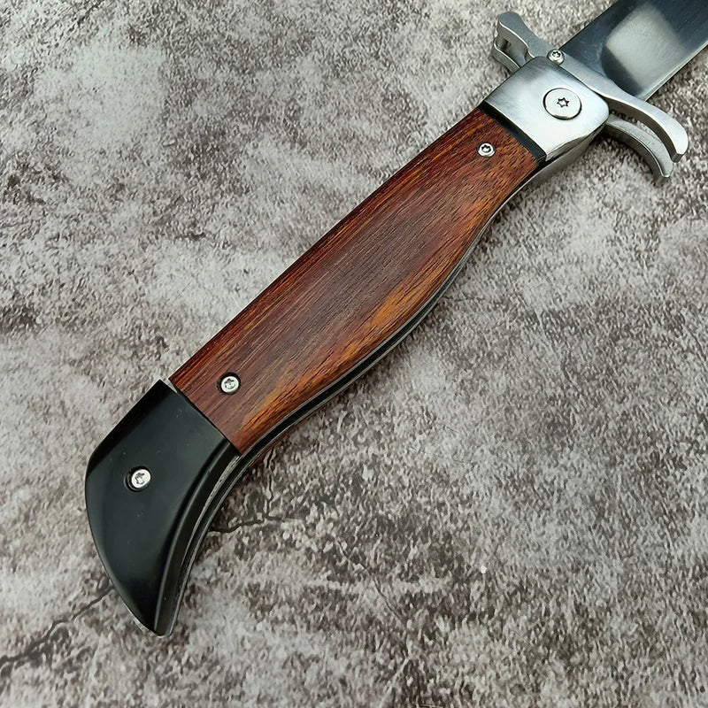 BBQ Folding Knife - 440C Steel Blade, Wood Handle