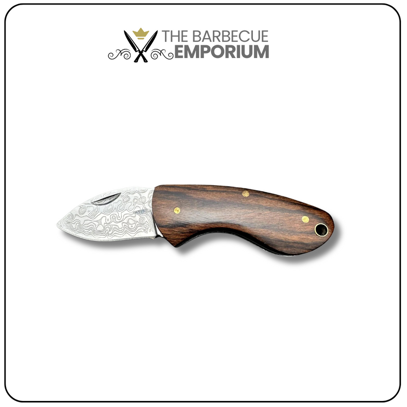 Handmade Mini EDC Knife - Laser Damascus, Rosewood Handle